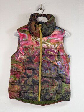 UBU Pack Your Personality Womens Down Vest Puffer Swirl Floral Colorful Small